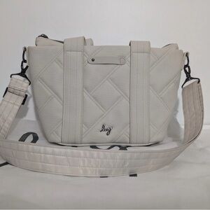 Lug Cream Crossbody Bag with Quilted Design